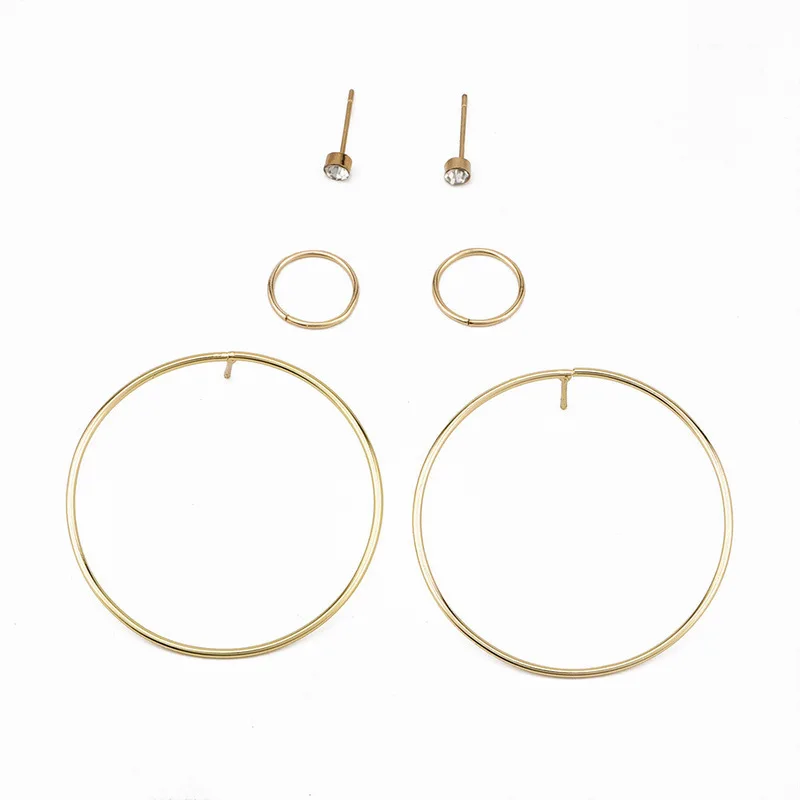 

Explosion Style Popular Fashion Personality Wild New Circle Women's Zircon Small Earrings Four-piece Simple Metal Ear Jewelry