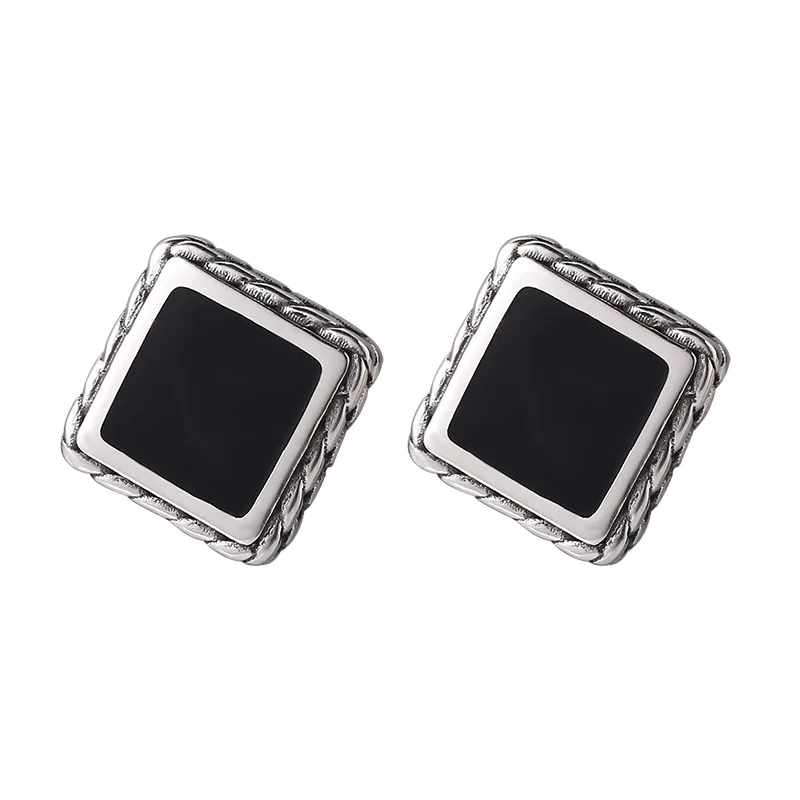 Серьги-гвоздики женские из серебра 100% пробы квадратные с эмалью | Украшения и