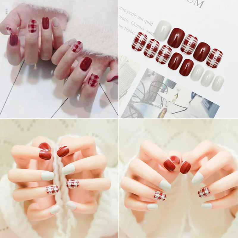 24Pcs/Set False Fake Nails Square Top Finish Designs Finger Nail Art Tips Decor OR88 | Красота и здоровье