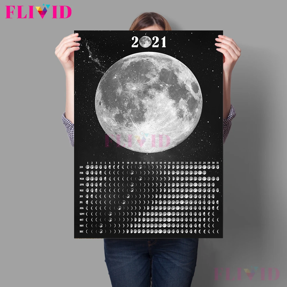 

Moon Phases Wall Calendar 2021 Wall Art Wicca Poster Decor Canvas Print Witchcraft Art Poster Gift For Living Room Decor