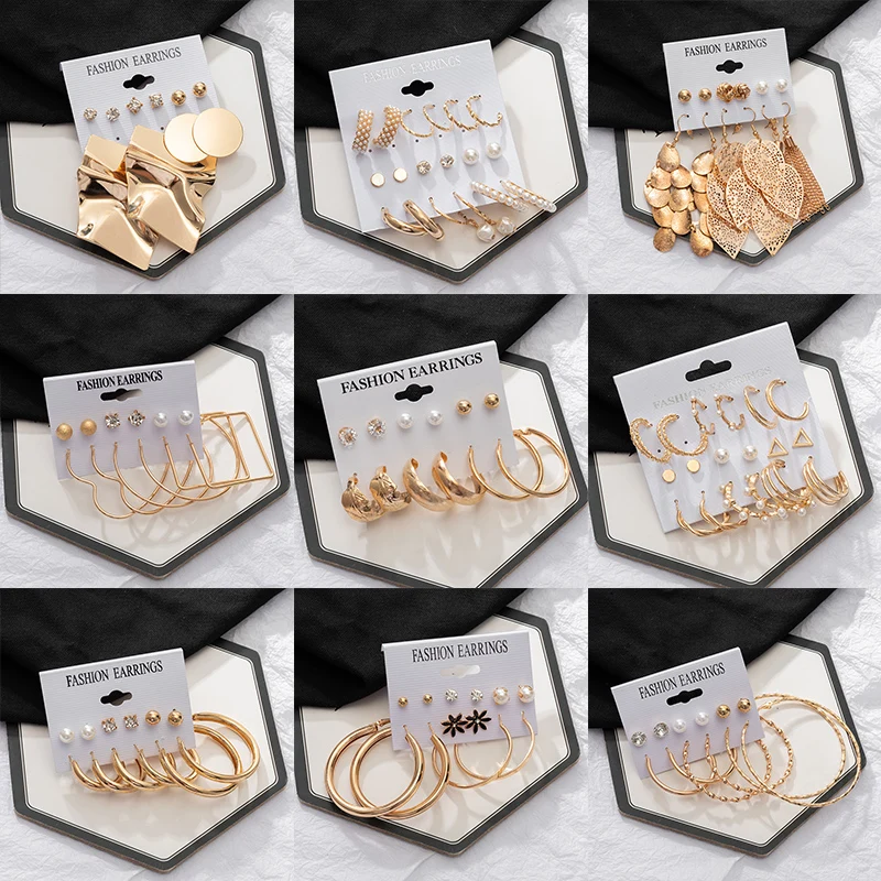 Винтажные серьги-кольца для женщин женские массивные геометрические висячие с