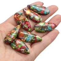 1pcs water drop shape colorful emperor stone charm pendants for jewelry making necklace earring women gift size 15x30mm
