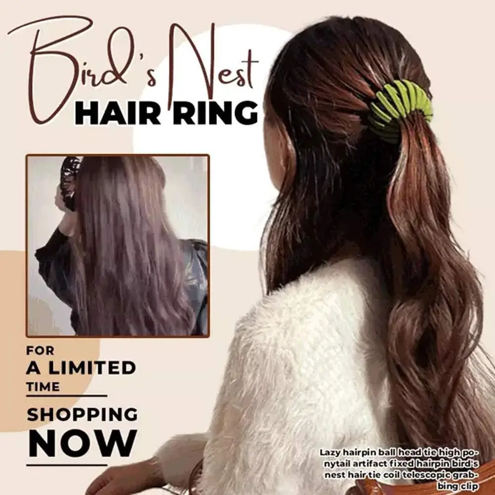 

2Pcs Women Expandable Hair Bands Bird'S Nest Hair Bands Ponytail Holder Clip Hairpins Retro Hairstyle Headbands Hair Accessories