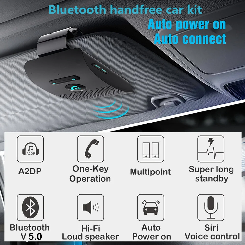 

Динамик с козырьком от солнца, Bluetooth 5,0, аудио комплект, беспроводной музыкальный адаптер, громкоговоритель, поддержка голосового управлени...