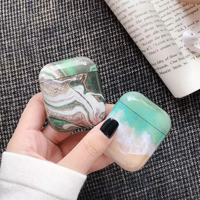 Чехол для наушников Airpods 2 чехол Роскошный Мраморный авокадо Apple Air Pods Earpods