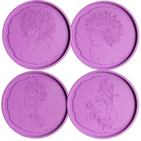 4 pcs irregular flower fairy art coaster epoxy resin mold flowers beauty women cup mat silicone mold diy crafts home decorations