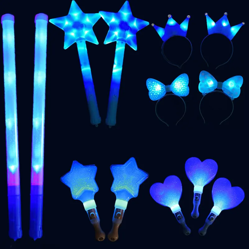 

Blue Series LED Light Flashing Magic Wand Sticks Headband Glow Stick Bar KTV Concert Cheering Props Glow Rave Party Supplies