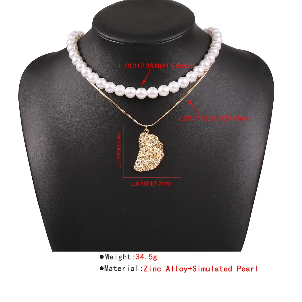 Новый дизайн имитация жемчуга Двухслойное колье модное металлическое ожерелье с