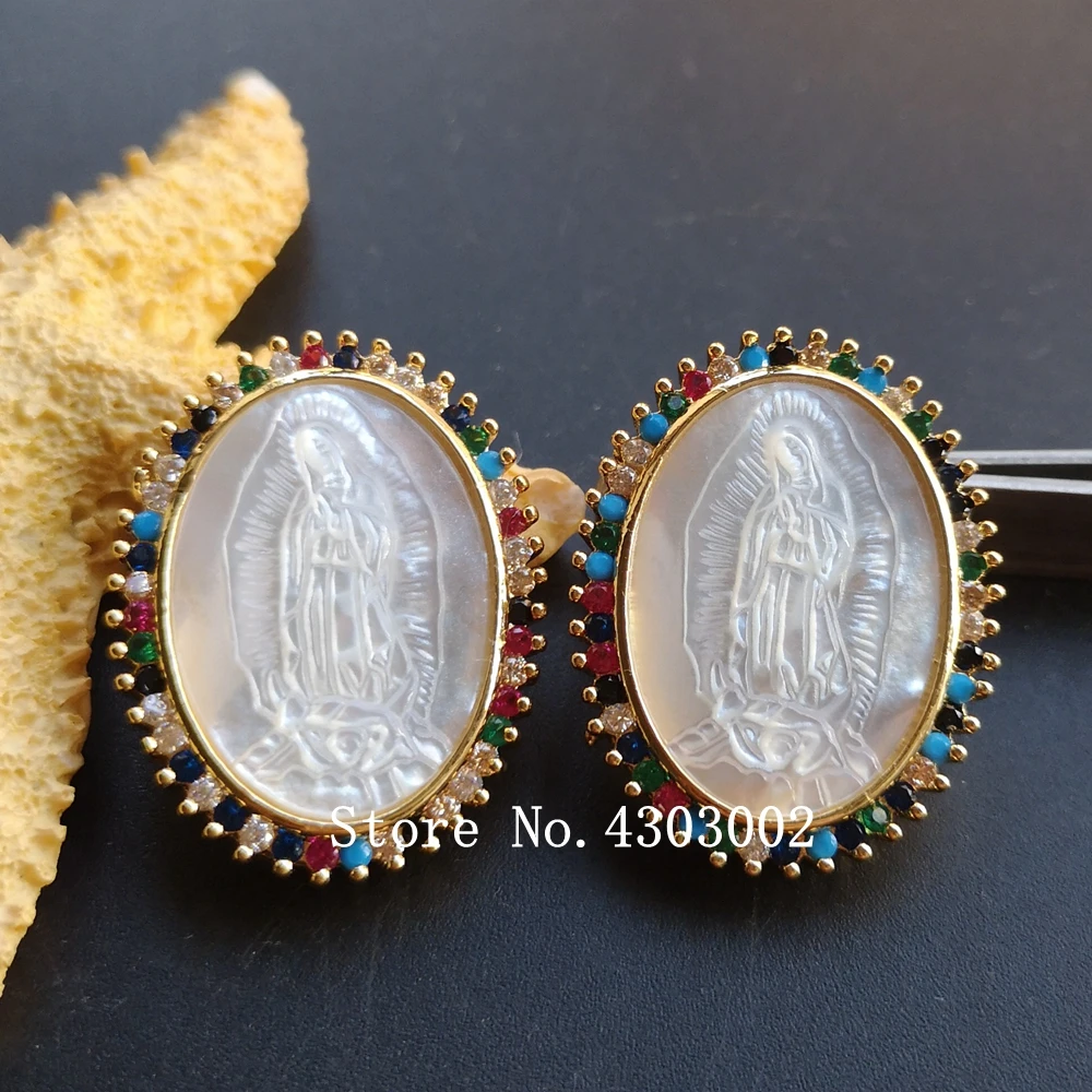 20pcs/lot Natural AAA CZ Virgin of Guadalupe Mother Pearl Shell Pendant MOP Charms | Украшения и аксессуары