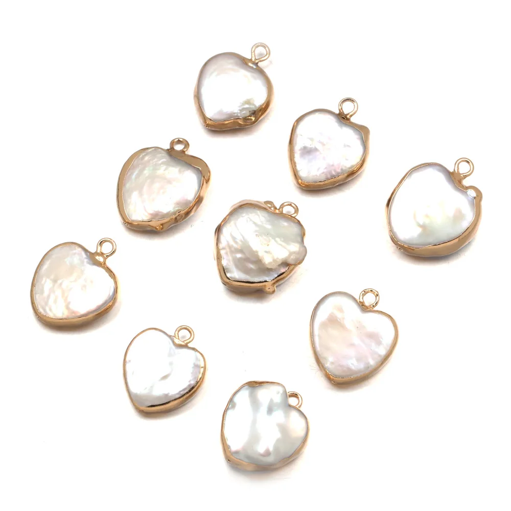 Подвески из натурального пресноводного жемчуга в форме сердца 16x19 мм