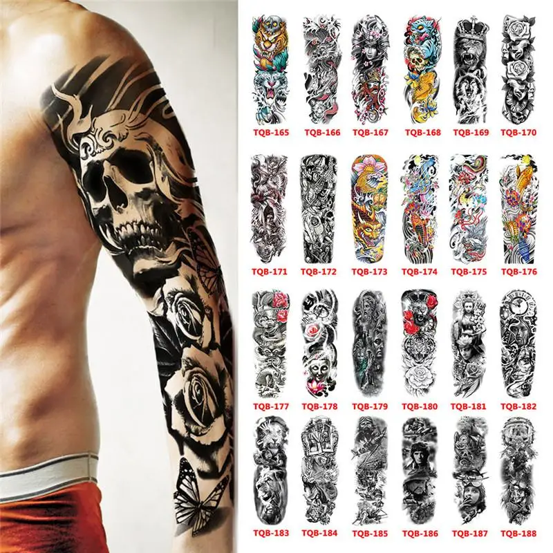 

Waterproof Temporary Tattoo Sticker Totem Geometric Full Arm Large Size Sleeve Tatoo Fake tatto flash tattoos for men women