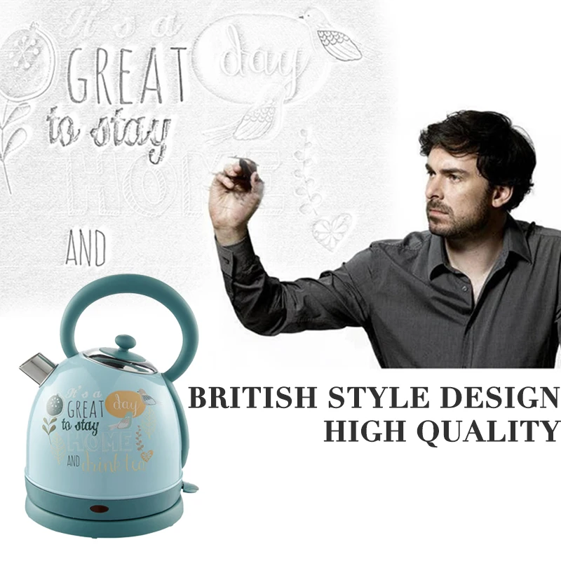 vintage british style electric kettle 304 stainless steel quick burning water boiler hot water pot household kitchen appliances free global shipping