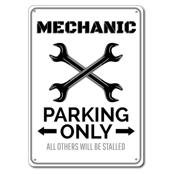 

Механический стояночный знак, металлический жестяной знак, декор механического гаража, знак механика, подарок механику