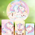 Пользовательский мультяшный Единорог круглая печатная ткань день рождения круглая декорация на подставке плинтус скатерть фото стенд фон