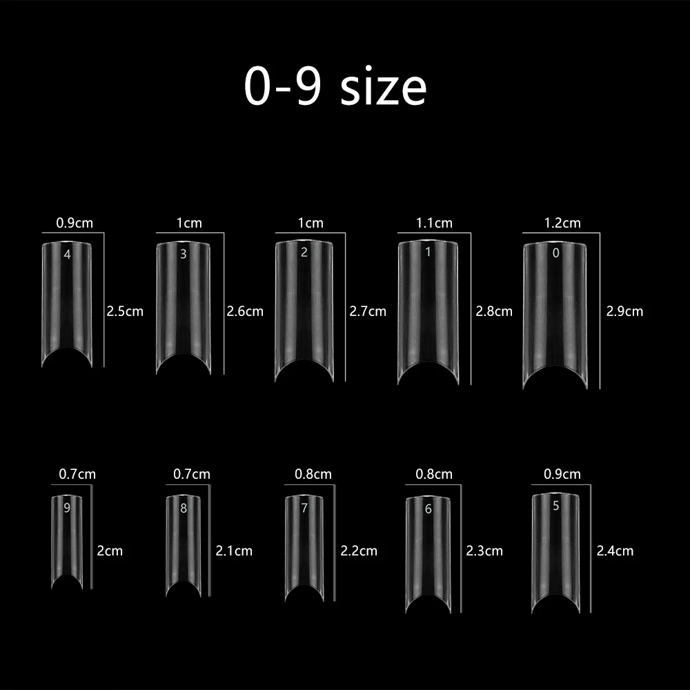 

500P/bagFake Nails Square Clear Tips Nail Art C Tips French Acrylic Long C Curve False Nails for Gel Polish