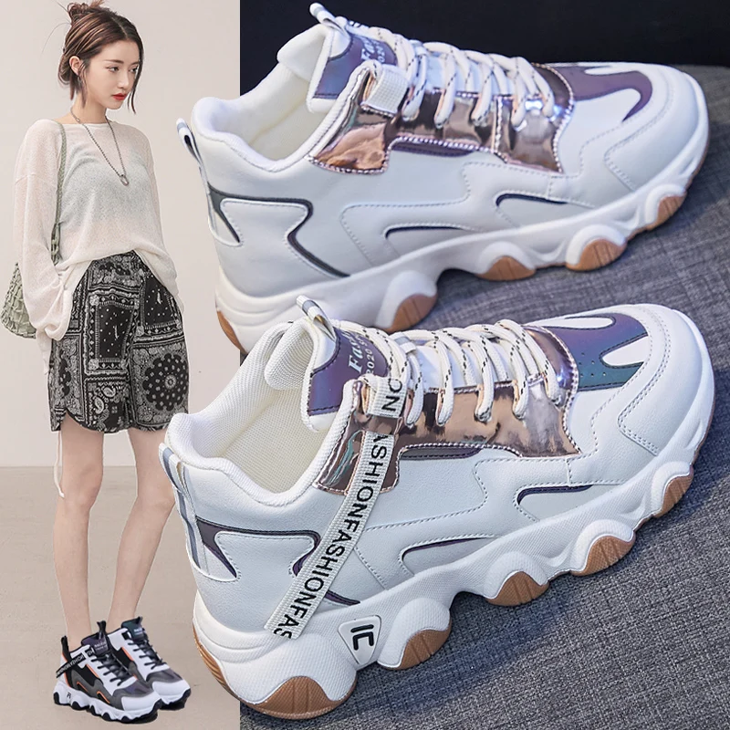 

High Top Women Sneakers New Arrival Fashion Running Shoes Height Increasing Jogging Walking Shoes Non Slip Outdoor Sport Shoes