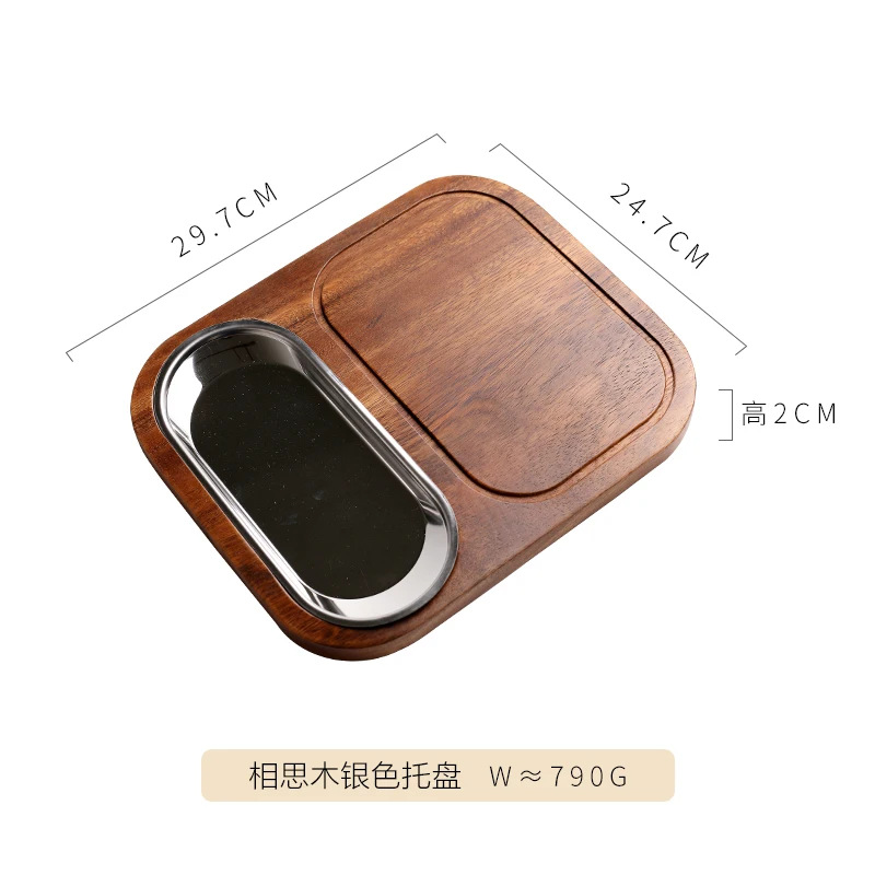 Solid Wood Dinner Plate Steak Fruit Dessert Dinner Plate Chopping Board Japanese-style Household Kitchen Supplies - Color: B