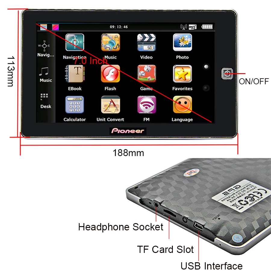 7 дюймов сенсорный экран Экран грузовик GPS навигатор Зонт спутниковой навигации