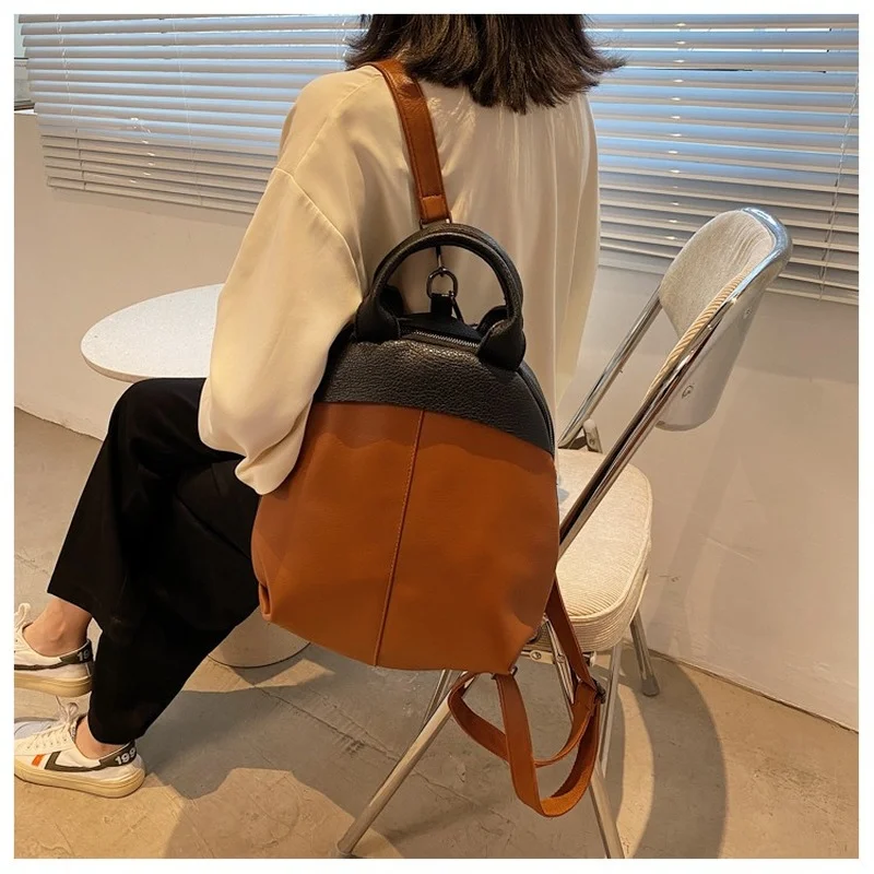 

2021new High-quality Contrast Color Shoulder Bag Pu Travel Bag Fashion Trend Large-capacity School Bag Female Brand Designer Bag