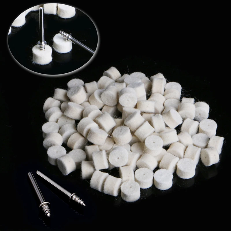 

P15F 100Pcs Wool Felt Polishing Buffing Pad 13mm + 2 Shank For Grinding Wheel