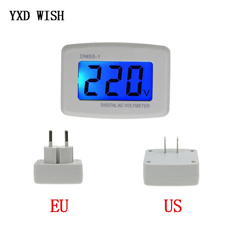 

DM55-1 Digital Voltmeter EU US Plug Volt Meter Socket Voltage Tester LCD Display Voltage Meter 110V 220V Wall Flat Voltage Meter