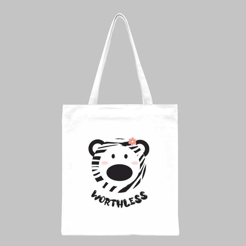 

Letter Printed Shopping Woman Bag Tote Casual Canvas Bags Cute Animal Printing Bag Lady Handbag Reusable Large Capacity Tote
