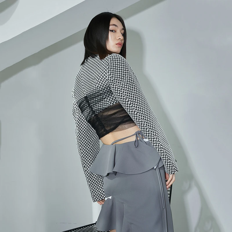 

[EAM] Loose Vintage Mesh Abstract Pattern Jacket New Square Collar Long Sleeve Women Coat Fashion Spring Autumn 2021 1DD5000