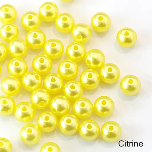 Citrine Много цветов ABS имитация жемчуга круглые бусины с дырочками DIY браслет серьги Подвески швейные бусы ожерелье Изготовление ювелирных изделий B3625 - Цвет: Citrine