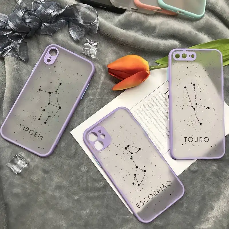

Twelve constellations Phone Case matte transparent For iphone 7 8 11 12 plus mini x xs xr pro max cover