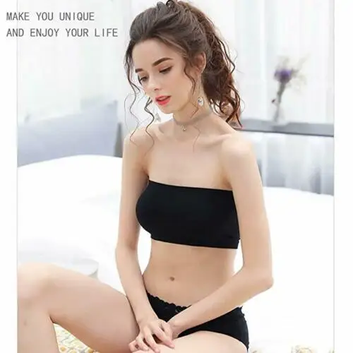 Fashion Women Tube Top Bandeau Top Tank Plus Size Ladies Basic Crop Strapless Padded Bandeau Bra Sexy Lingerie