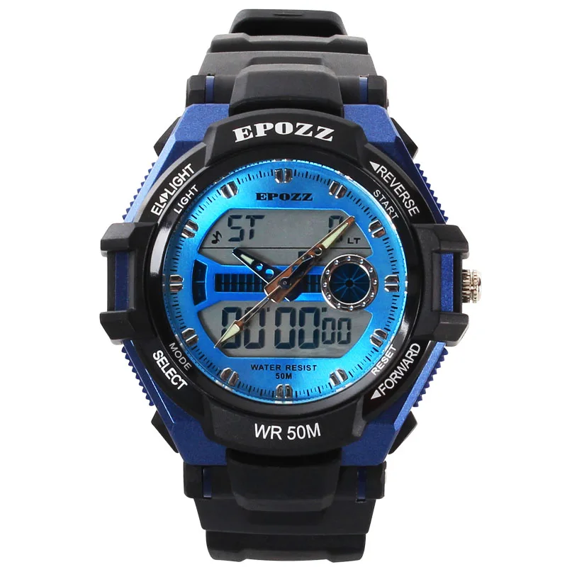 Цифровые мужские спортивные часы EPOZZ стильные G-образный резиновый ремешок