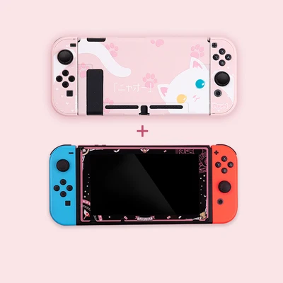 Kingd NS Switch силиконовый защитный чехол для ПК, Набор для nintendo Switch, аксессуары для консоли Joy-Con, чехол для контроллера - Цвет: Case with film B