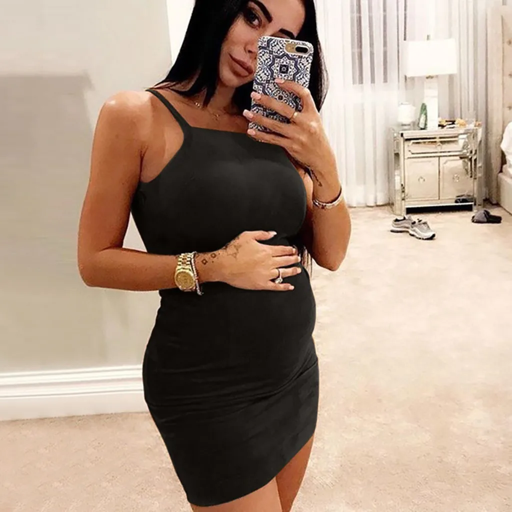 

New Summer Maternity dresses Women Solid Pregnant clothes Vest Straps Solid Maternity Sleeveless Sexy Dress Sundress pregnancy