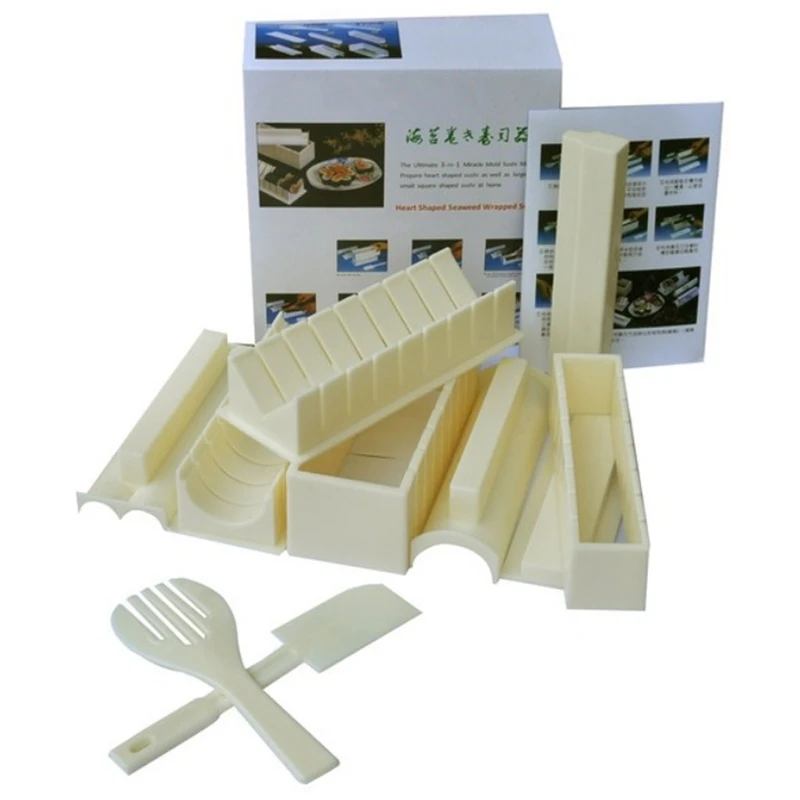 

10PCS Sushi Making Tool Set Multi-Function Sushi Tool Rice Ball Making Mold Seaweed Sushi Maker