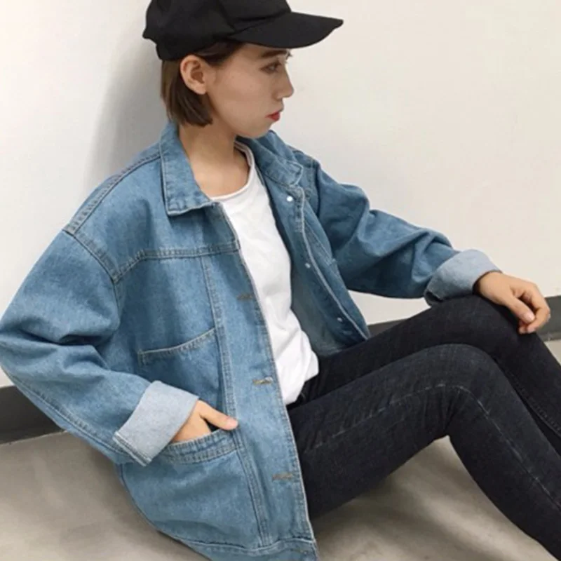 Denim Jackets Women Vintage Unisex BF Loose Causal Basic Multi Pockets Outerwear Female Streetwear All-match Classic Coats Fall | Женская