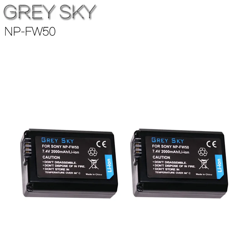2 шт. 2000 мАч для Sony NP FW50 NPFW50 аккумулятор NEX 7 5R F3 Alpha a5000 a6000 a7II|Цифровые аккумуляторы| |