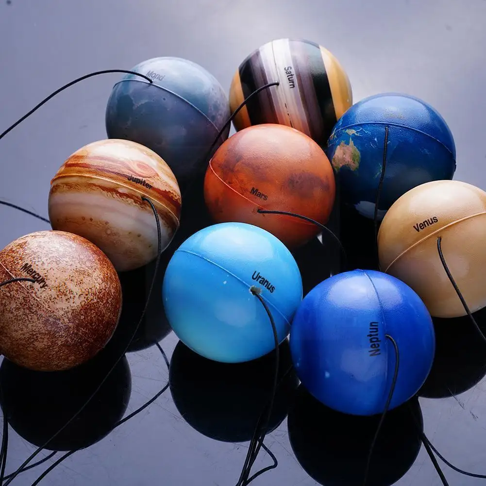 6.3cm Eight Planets Elastic Ball Moon Earth Solar System Squishy Planet Stress Sponge Toy Squeeze Bouncy Ball Printing Colo Z8f2