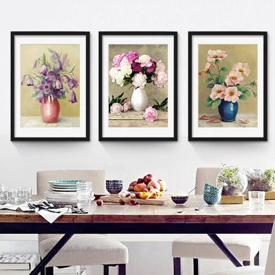 Винтажная Цветочная картина маслом в виде сердца гостиной спальни дивана ваза