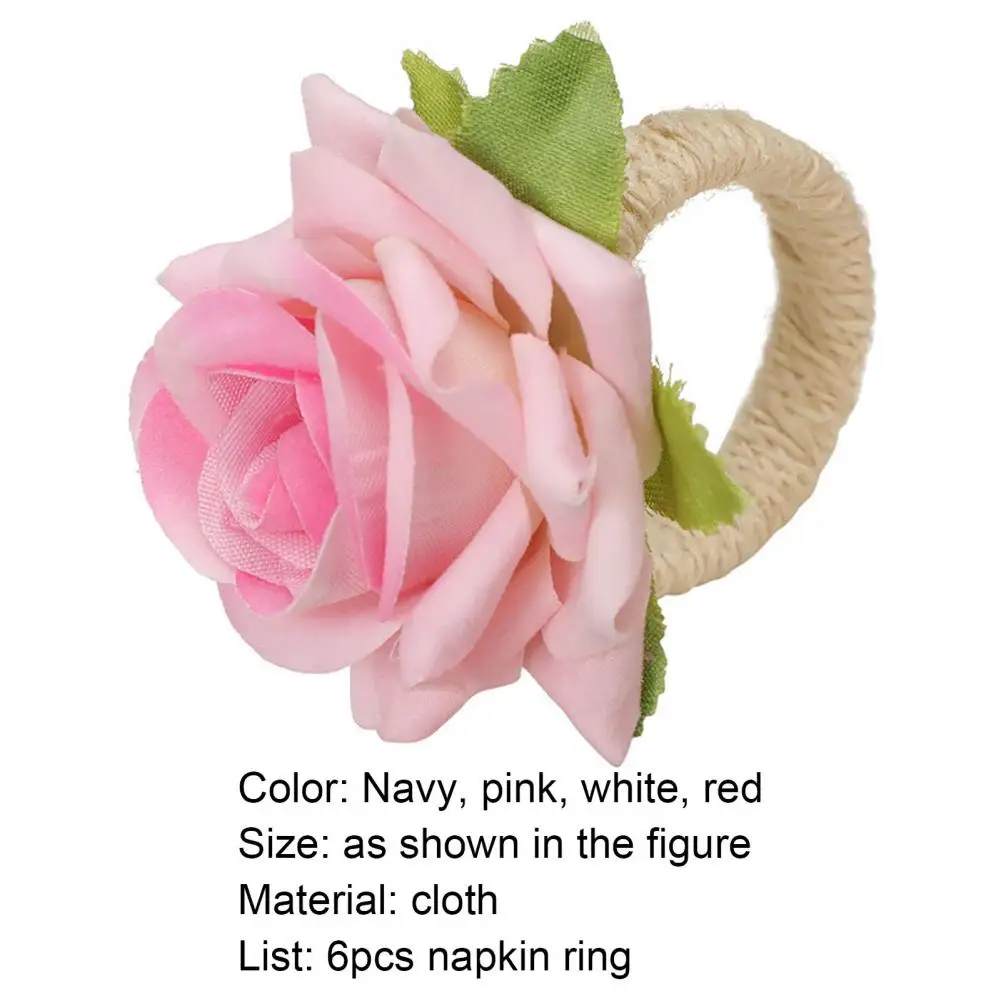 6Pcs Napkin Rings Romantic Eye-catching Fabric Formal Occasions Serviette Buckles for Wedding Party Table Decoration - купить по