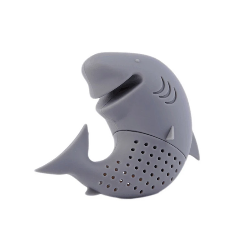 Силиконовый Фильтр для чая в форме акулы милая чайная Ситечка листьев россыпью