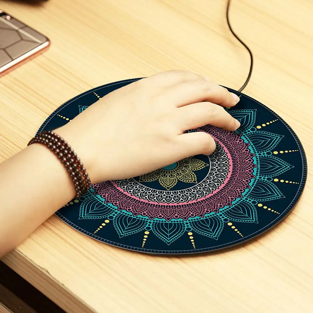 

2020 High Qulity Vintage Bohemian Round Computer 3D Game Carpet Mouse Pad Mat Anti Slip Mousepad For Computer Laptop