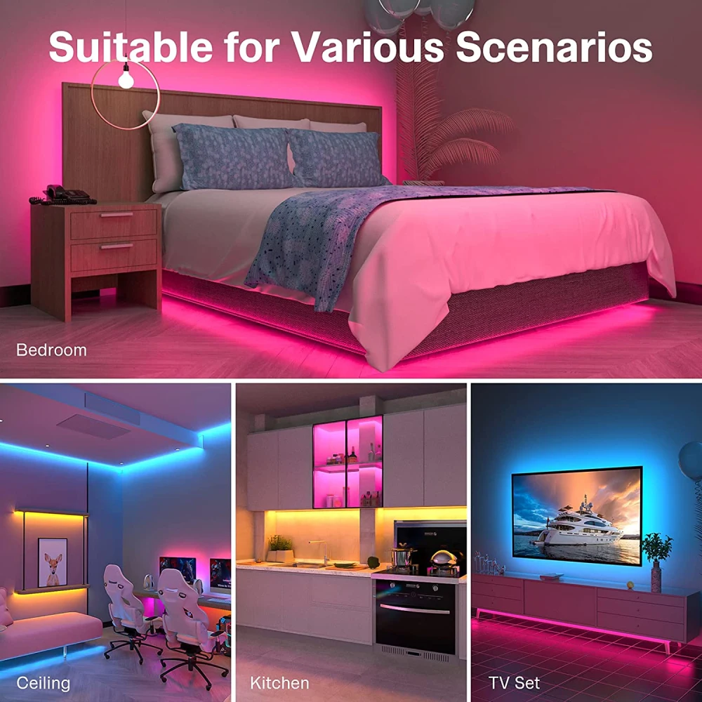 Светодиодная лента с Bluetooth Alexa Tuya умное управление Luces RGB 5050 12 В гибкая Диодная для