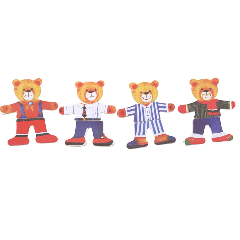 

High Quality Wooden Puzzle Set Baby Learning & Education Puzzle Toys Bear Changing Clothes Puzzles Kids Childrens Wooden Toy