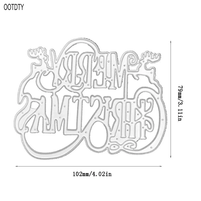 

OOTDTY DIY Merry Christmas Cutting Dies Embossing Stencil Template for Scrapbooking Embossing Paper Card making Album Decor