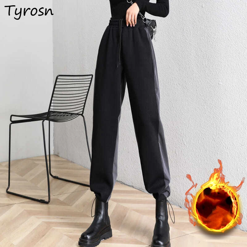 

Hip-hop Panelled Pants Women S-4XL Baggy Mopping Bundle Feet Harajuku Design Trousers Unisex ThickeningHipsters Streetwear Ins