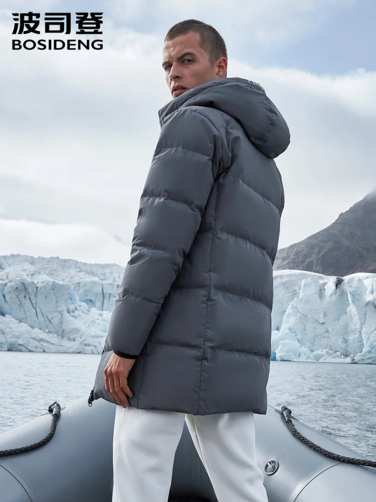 Мужская куртка на утином пуху BOSIDENG зимняя ветрозащитная теплая средней длины с