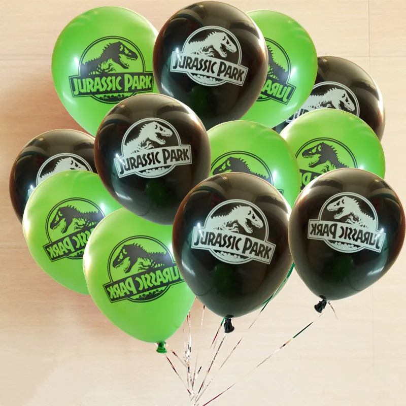 

10pcs /lots Dinosaur Print Latex Balloon 10inch Black and Green Birthday Party Decorations Kids Baby Shower Boys Helium Balloons