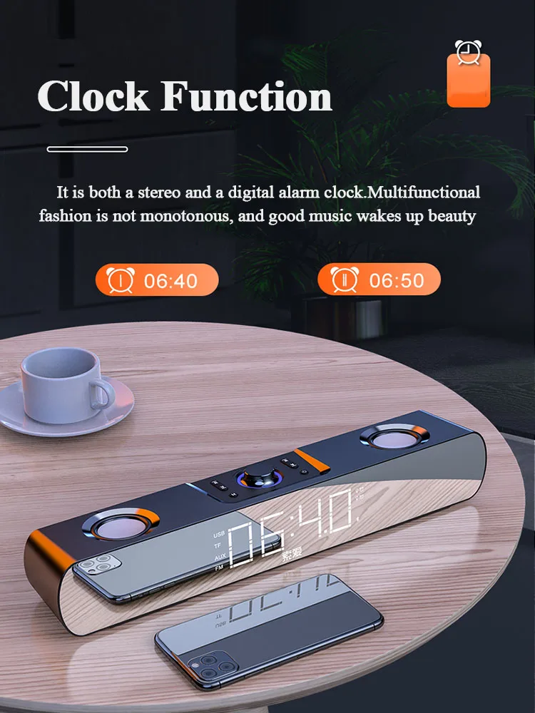 SOAIY multimedia bluetooth speaker subwoofer with LED display Clock soundbar for TV computers louldspeaker home theater | Электроника