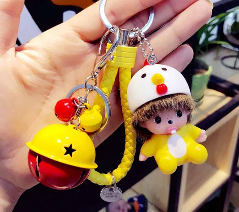 

Creative cute cat keychain cartoon epoxy key chain ring school bag doll pendant