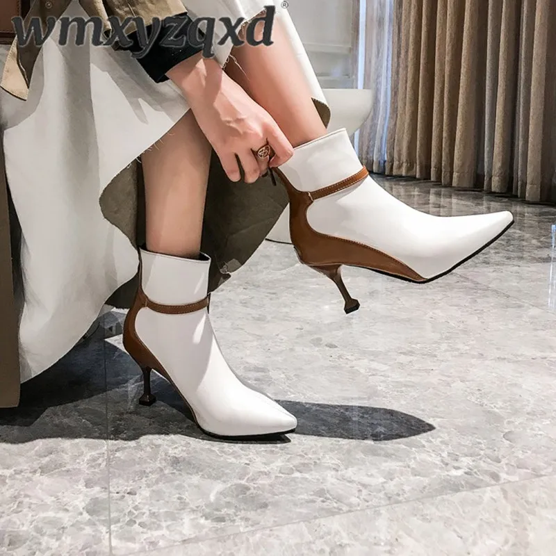 Botas invierno mujer зимние кожаные ботильоны с вышивкой Модные женские теплые ботиночки